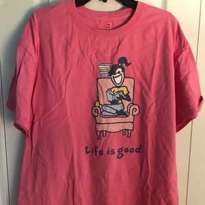 Life Is Good Tops - Life is Good bright pink t-shirt Life Is Good Tops - Life is Good bright pink t-shirt